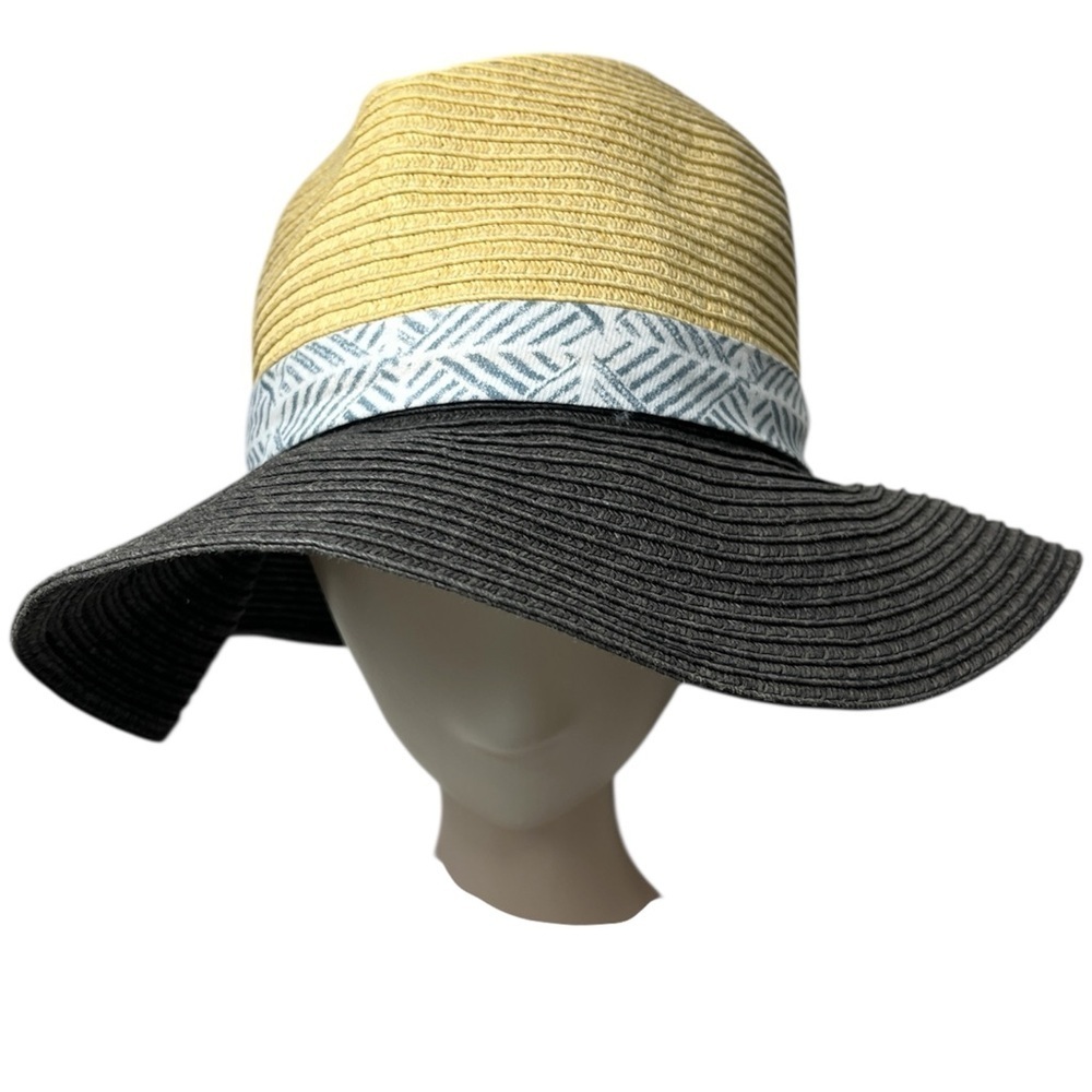 Permanent Vacation Two Tone Paper Woven Floppy Brim Hat One Size